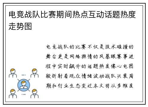 电竞战队比赛期间热点互动话题热度走势图
